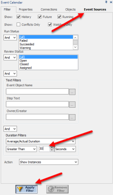 Event Calendar filter pane